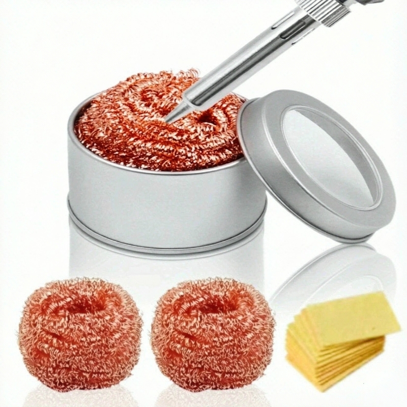 Soldering Iron Kit - Bola de limpieza con caja metálica,