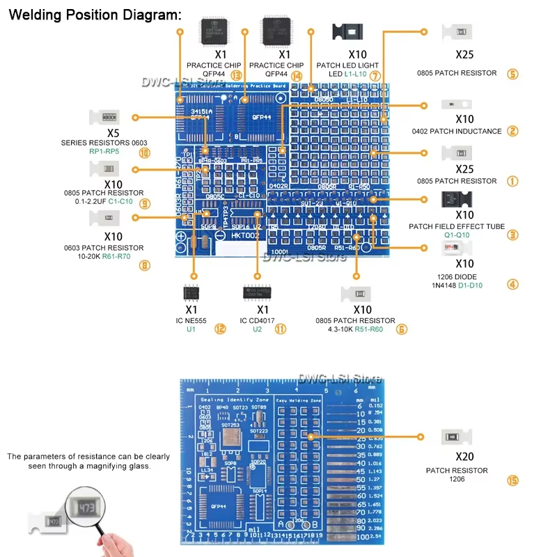 02 componentes de parche Kit d - Diy Electronics Components Kit reseña y precio