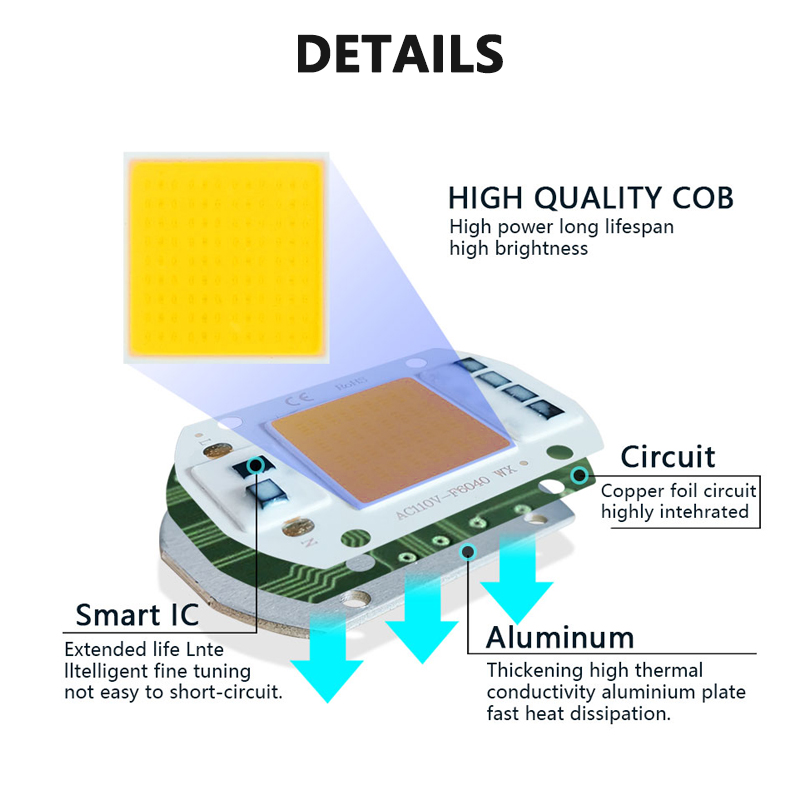 Chip de luz LED COB de 3000K,  - Diy Lamp Electronics reseña y precio